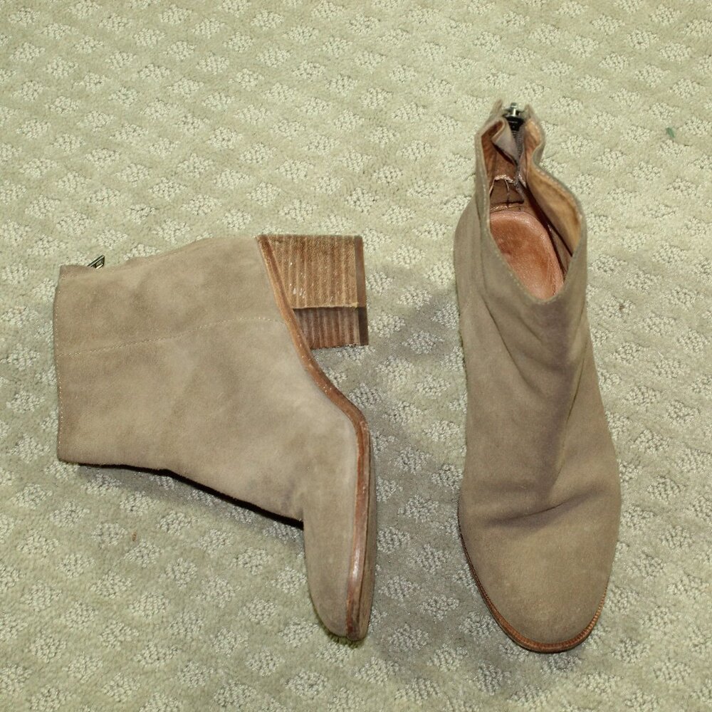 Madewell Women's 7 Tan Suede Heel Zipper 2.5" Heeled Ankle Boots